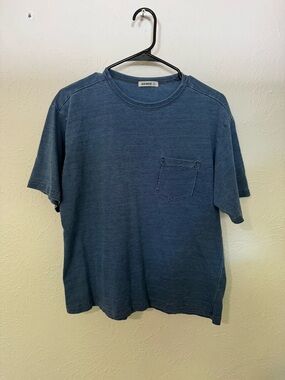Buck Mason Men's Short Sleeve Tee 100%Cotton Heathered Blue Size M